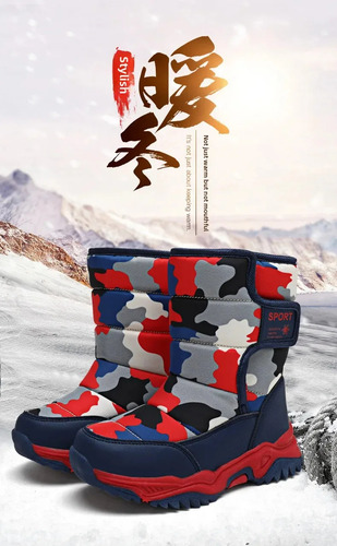 Botas De Nieve De Camuflaje Impermeables Cálidas Para Invier