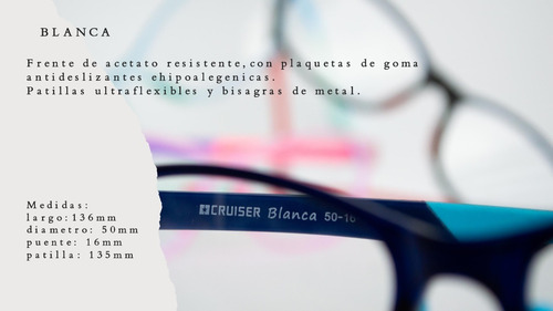 Imagen 6 de 6 de Marco Lente Anteojo Gafa Receta Cruiser Blanca Azul Niño