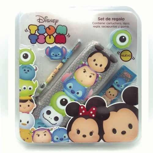 Set De Regalo Escolar C/cartuchera Regla Disney Tsumtsum