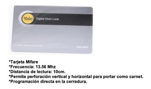 Tarjeta Radio Frecuencia 13.56 Mhz 10 Cm Assa Abloy