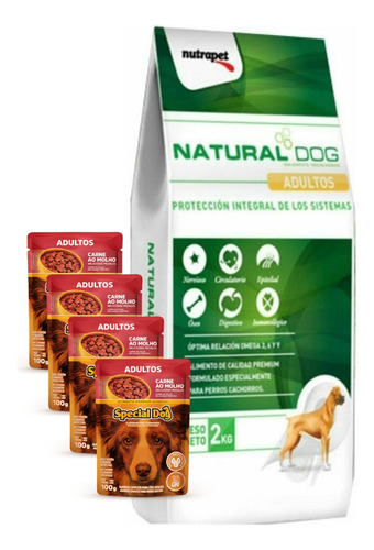 Natural Dog Adulto 22kg + 4 Paté + Envío Gratis Todo Uruguay