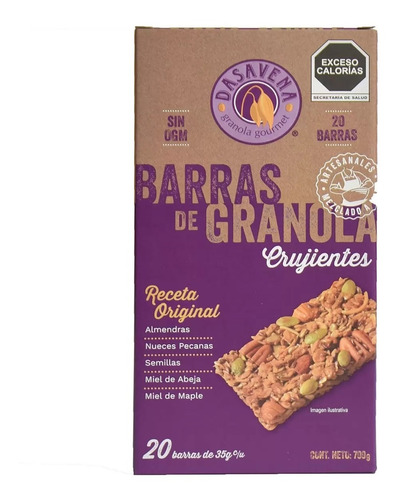 Barra De Granola Crujiente Dasavena 20 Piezas De 35 Gramos