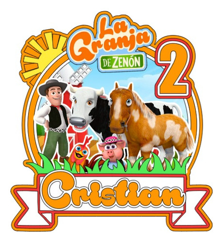 Cake Topper De Granja De Zenon Con Nombre Y Numero