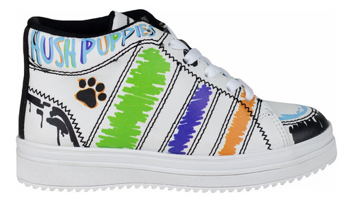 Tenis Bota Juvenil Hush Puppies 1563n Blanco Crayola 3