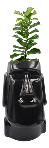 Maceta Estatua Moai Cerámica Decorativa Florero Esmaltada 