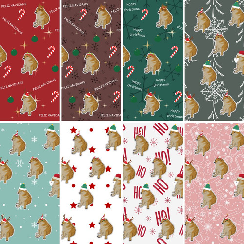 Kit Envolturas Navideñas Cheems Papel Digital Navideño Pdf
