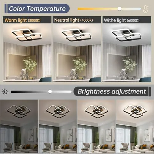 Luz De Techo Led Moderna Negra, Dimerizable Con Control Remo