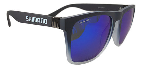 Óculos De Sol Shimano Abyss Azul Polarizado Armação Preta E Branca Lente Azul Polarizada