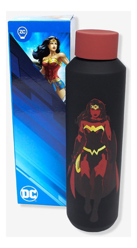 Garrafa Térmica Emborrachada 600ml Personagens Série Oficial Cor Mulher Maravilha Wonder Woman