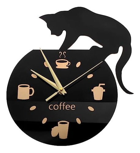 Reloj Abaodam Cat Kit Kitty Clocks The Original Coffee Black