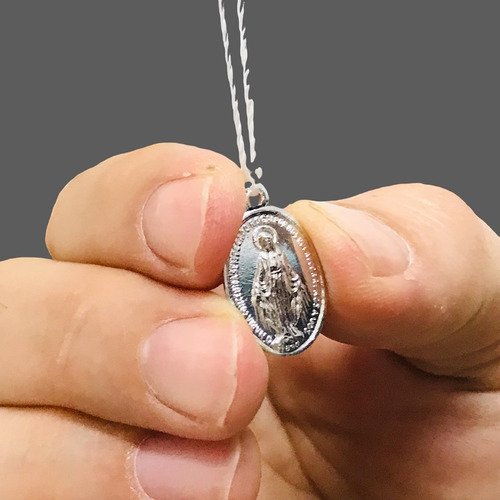 Colar Novena Da Medalha Milagrosa Prateado