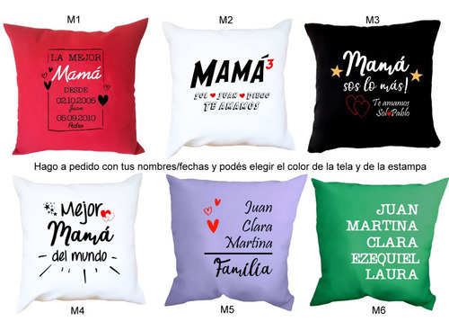 Imagen 3 de 6 de Almohadones Estampados Personalizados Regalo Día De La Madre