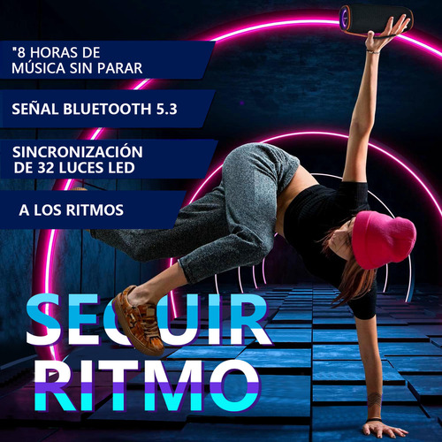 Moreka-368 Bocina Bluetooth, 20w Altavoz Bluetooth Portátil Ipx6 Impermeable, Luces Rgb, Sonido Estéreo Tws,bluetooth 5.3 Para Camping, Viajes Al Aire Libre, Fiesta, Hogar-gris