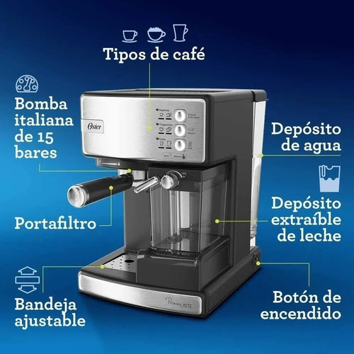 Cafetera Espresso Oster Em6603cc 15 Bares (marfil) Color Azul celeste
