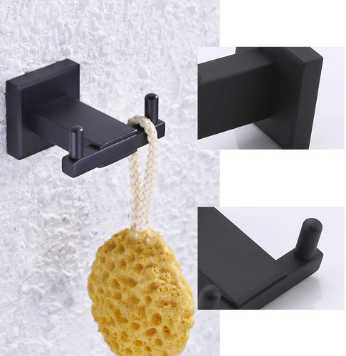 Imagen 5 de 9 de Juego Kit Accesorios Negro Mate Para Baños Acero Inoxidable