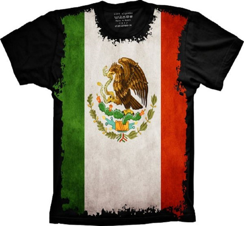 Camiseta Frete Grátis Plus Size Bandeira México
