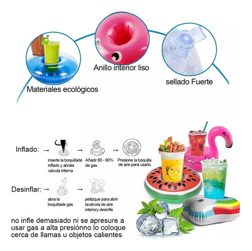 3 Porta Vasos Inflable Albercada Fiesta Jardin