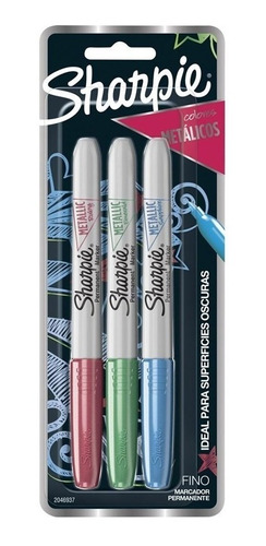 Marcadores Sharpie Metalizado X3 Azul Rojo Y Verde