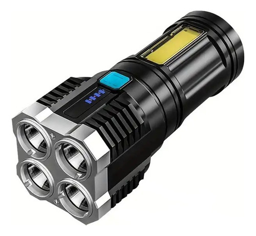 Linterna Led De 4 Luces Con Luz Lateral Cob, Recargable Usb