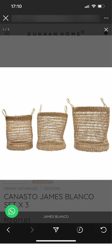 Imagen 3 de 5 de Canasto Fibras Naturales Deco