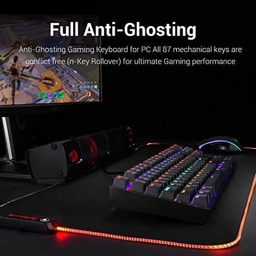 Imagen 5 de 8 de Teclado gamer Redragon Kumara K552 QWERTY Outemu Blue español latinoamérica color negro con luz roja