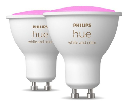 Pack Philips Hue 2 Ampolletas Led Gu10 Colores Bluetooth 