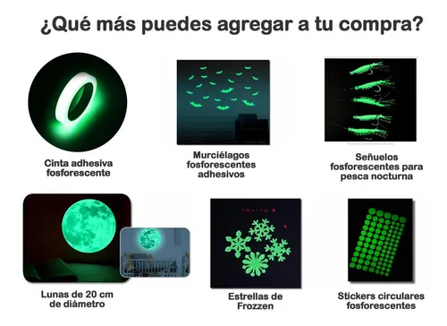Luna Fosforescente Adhesiva 20cm + 50 Estrellas De Regalo!!