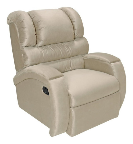 Poltrona Para Sala Reclinavel Com Gatilho Suede Bege