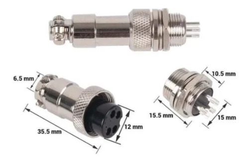 Kit 3 Par Conectores De Aviación Gx16-4 Pines (macho-hembra)