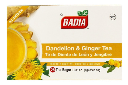 Imagen 3 de 6 de Te Diente De León Jengibre Badia 25 Bags Diurético Digestivo