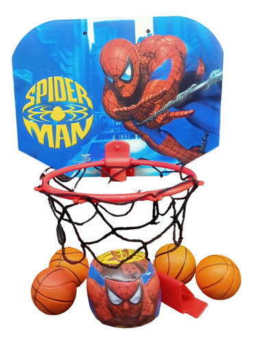Juego Set De Tablero, Aro, Pelotas De Basketball Spiderman (Usado)