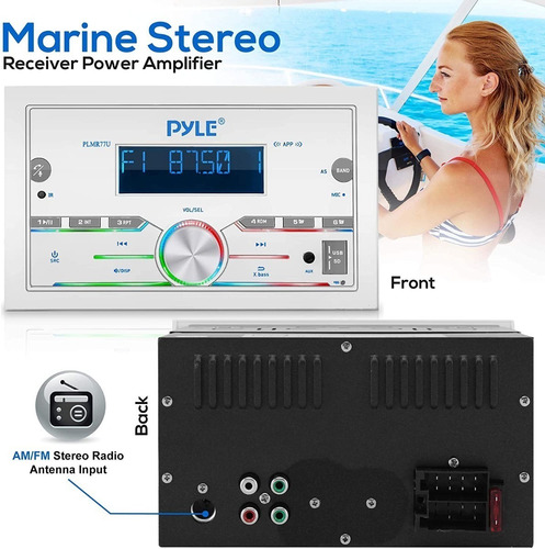 Estereo Marino Pyle Bluetooth (am/fm/mp3/usb/aux/sd) Plmr77u
