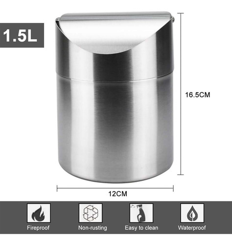 Mini Acero Inoxidable Pequeño Cubo De Basura Con Tapa