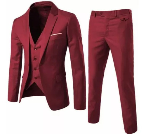 Trajes De Tres Piezas Para Hombre De Color Sólido Trajes Par