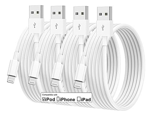 Paquete De 4 Cables De Carga Largos Para Celular De 10 Pies