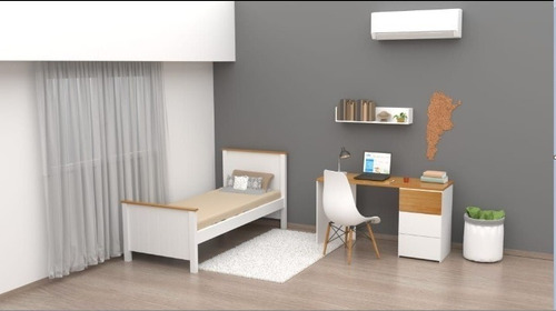 Cama 1 1/2 Plaza Mdf Laqueada Blanca Nórdica Guatambu