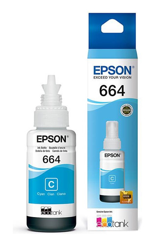 Tinta Epson® T664 Cyan Original Botella 70 Ml L120/l380/l495