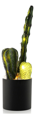 Lámpara Cactus Artificial Led Plantas Desierto En Maceta Verde