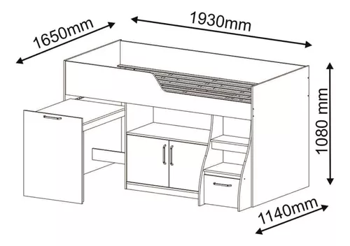 Cama Multifuncional Solteiro 100% MDF 2 Portas 1 Gaveta Nicho Escrivaninha  Bianca Cimol Branco