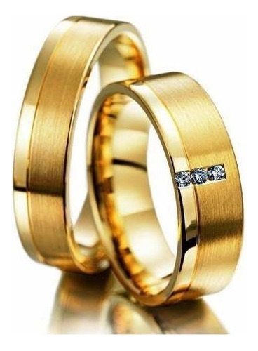 Aliança Reta Metade Fosca Em Ouro 18k
