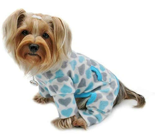Klippo Perro / Cachorro Azul Y Corazones Grises Pijama De Cu