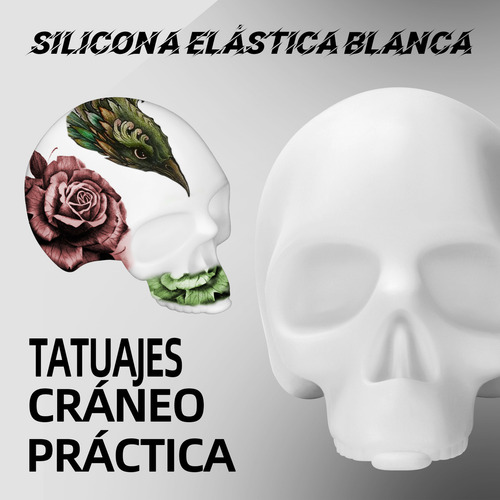 Atomus Skull Tattoo Silicone Simulation For Tattoo Praticemodelo De Simulación 3d 11*8,3*7,5cm, Silicona Elástica Suave, Un Objeto Para Múltiples Usos