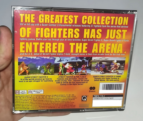 Street Fighter Collection Playstation Case Duplo Midia Prata