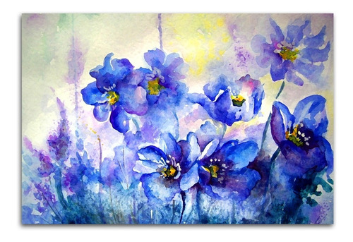 Cuadro Flores Lilas Violetas Azules Deco Lienzo 40x50cm