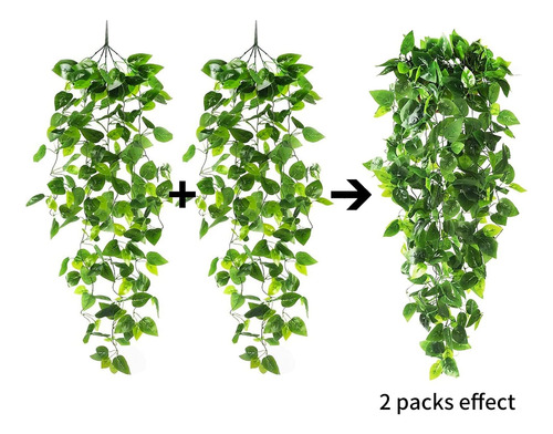 2 Plantas Colgantes Artificiales De 3.5 Pies De Hiedra