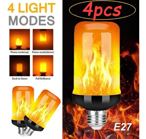 4pc Flickering Flame Lâmpadas 4mode Luz Efeito Fogo