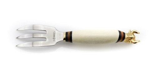 Imagem 3 de 5 de Garfo Churrasco Tridente Zakharov Golden Bull Cabo Osso