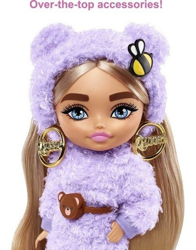 Imagem 2 de 8 de Barbie Extra Minis Doll #4 Loira Roxa 2022
