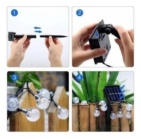 1 Serie De 100 Luces Led Solares Para Terraza O Decoración Q