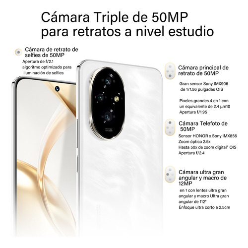 Celulares Honor 200 5g Dual Sim 256gb 12gb Ram Triple 50mp Portrait Camera 120hz Refresh 6.7'' Oled 100w Supercharge,white